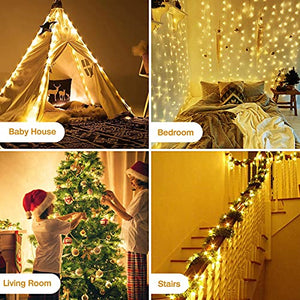 Luci LED a Batteria, 2 x 12M Lucine LED Decorative, 120 LED Luci Stringa Impermeabile Esterno Interno Luci LED Stringa per Parete Camera Balcone Giardino Natale Feste Matrimonio - Bianco Caldo