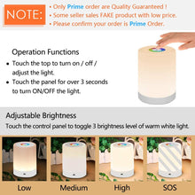 Carica l&#39;immagine nel visualizzatore di Gallery, Luce Notturna LED, Lampada da Comodino Intelligente, Controllo Tattile, Dimmerabile, USB Ricaricabile, Portatile, Colore che Cambia RGB per Bambini, Camera da Letto, Campeggio (Bianco Caldo)
