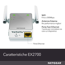 Carica l&#39;immagine nel visualizzatore di Gallery, Netgear EX2700 Ripetitore WiFi N Wireless, Copertura per 1-2 300Mbps, Argento