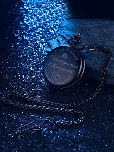 Orologio da Tasca al Quarzo per Regalo del Marito, Custodia E Quadrante Nero - Ilgrandebazar
