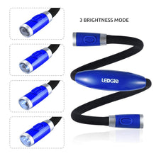 Carica l&#39;immagine nel visualizzatore di Gallery, LEDGLE LED Luce del Libro, Mani libere, Braccio Flessibile, 4 6500-7000K, Blu - Ilgrandebazar