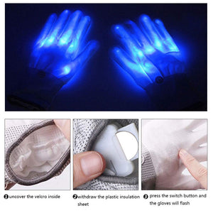 Yuccer Guanti LED Luminosi Adulti Colorate Lampeggianti Medium, Blu - Ilgrandebazar