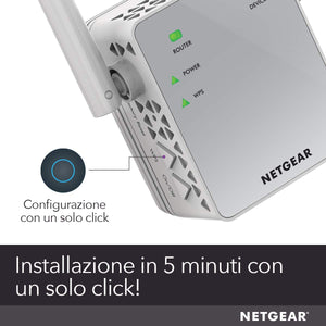 Netgear EX3700 Ripetitore WiFi AC750, Extender e 750 Mbps, Argento