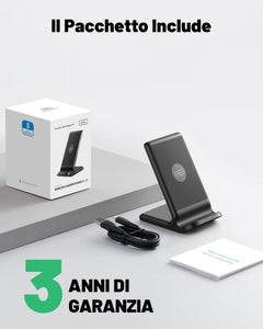 Caricatore Wireless, INIU 15W Certificato Qi Ricarica Rapida Wireless Phone Charger Holder Wireless Luce adattiv Supporto Telefono per iPhone 15 14 13 12 11 Pro Max Samsung Galaxy Google Pixel