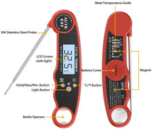 Carica l&#39;immagine nel visualizzatore di Gallery, Elekin Termometro Cucina,Termometro da Carne Digitale Professionale con sonda, 180°Pieghevole, Lettura Istantanea 2-3s, Impermeabile Termometri per Barbecue, Cibo, Carne, Grill,Vino,Latte