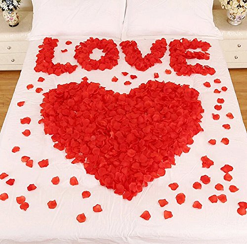 CHSYOO 1000 x Rose Artificiali Foglie Fiori Confetti, Decorazione Rosso