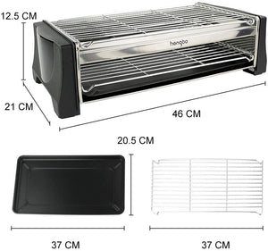 HengBO Griglia Elettrica BBQ Senza Fumo, Barbecue da Tavolo Piastra Grill Elettrico Doppio Strato con Vassoio Raccogli Olio per Party Riunione di Famiglia in Balcone e Giardino per 6 Persone - 2000W