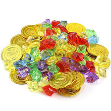 Carica l&#39;immagine nel visualizzatore di Gallery, Pllieay 50 Pezzi Monete di Oro del Pirata Plastica e 50 Gemme Pirati... - Ilgrandebazar