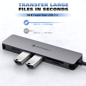 Hub USB C Adattatore Multiporta 7 in 1 C Portatile 6-1, Grigio