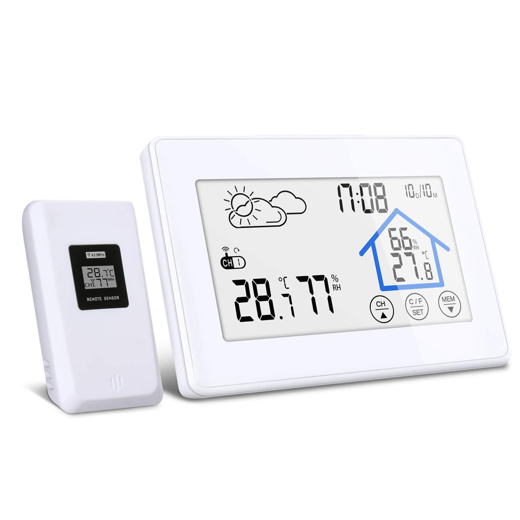 Acquista Stazione meteorologica WIFI Display dell'umidità della temperatura  del termometro igrometro esterno wireless per interni