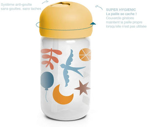 Suavinex 401207 Bicchiere Baby Training Cup Con Cannuccia Flessibile E Sistema Antigoccia, Da 18 Mesi, Forest Colore Giallo - 340Ml - 103 g