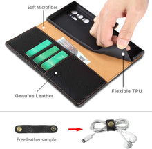 Carica l'immagine nel visualizzatore di Gallery, Lensun Cover Samsung Note 20 Ultra, Vera Pelle Flip Custodia a Libro Portafoglio Telefono con Magnetica per Samsung Galaxy Note 20 Ultra 5G 6,9" - Nero (N20U-LG-BK)