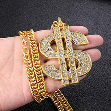 Carica l&#39;immagine nel visualizzatore di Gallery, Yadoca Collana con Ciondolo Simbolo del Dollaro Placcato Argento Tono Oro - Ilgrandebazar