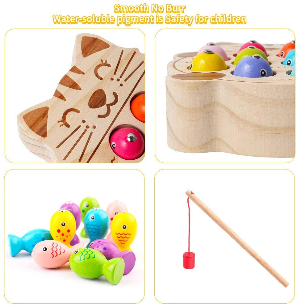 Giochi Montessori Magnetici di Pesca in Legno per Anni