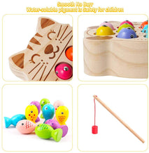 Carica l'immagine nel visualizzatore di Gallery, Giochi Montessori Magnetici di Pesca in Legno per 1 2 3 4 5 Anni Bambini, I Primi Giocattolo da Pesca in ​​Legno per I Miei Bambini 【E20200101GATTO】