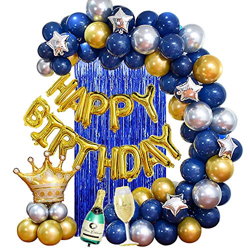 MMTX Feste di Compleanno con Blu Argento Oro Palloncini per Uomini Donne...