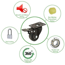 Carica l&#39;immagine nel visualizzatore di Gallery, GBL - Set di 4 Nero 4 Ruote Per Carrello 50mm 200KG + 16 Vite, 50mm,