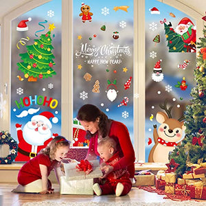 Multper 116 Pezzi Vetrofanie Natalizie per Finestre, Decorazioni Natalizie, Rimovibile Adesivi Natalizi, Adesivi Natale Riutilizzabili, DIY Addobbi Natalizi, Renna, Babbo Natale, Fiocco di Neve