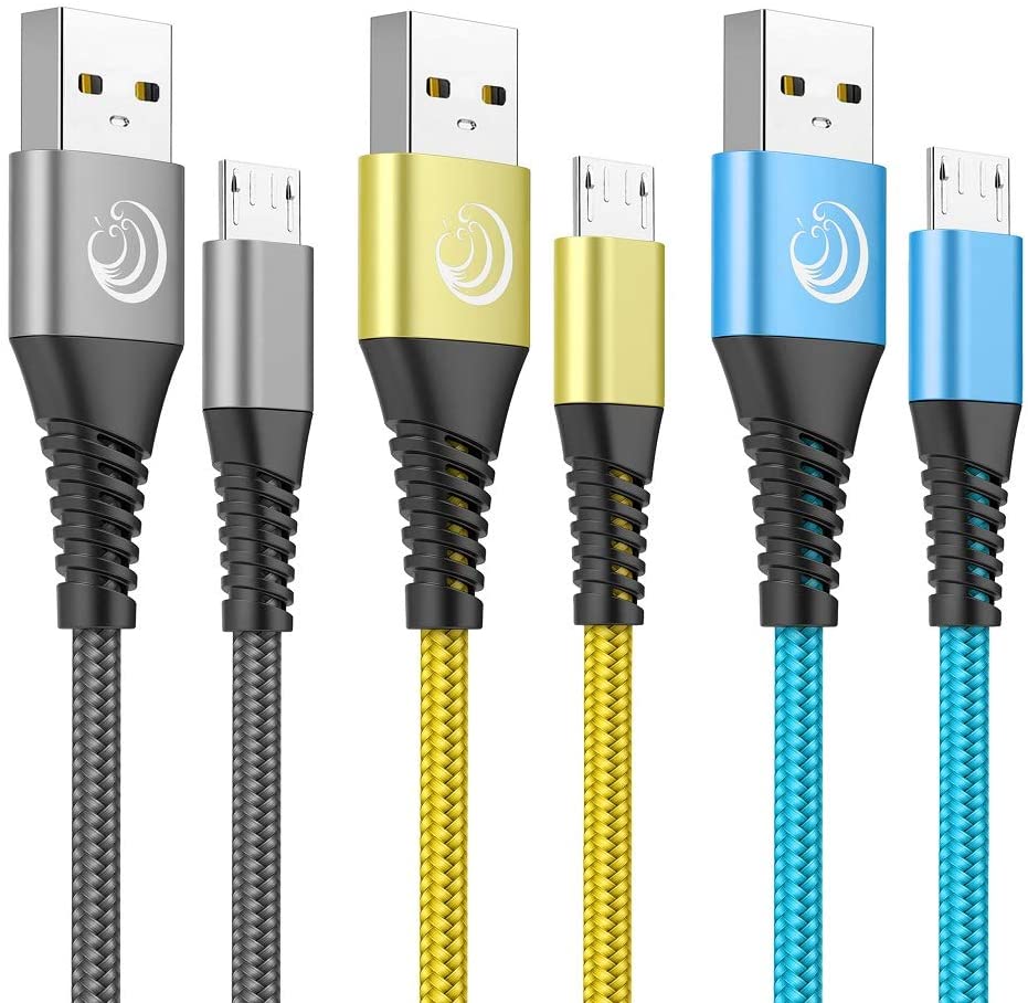 Cavo Micro USB 2m Intrecciato Nylon Blu, Ricarica Rapida 2.4A E Sincronizzazione, Resistente