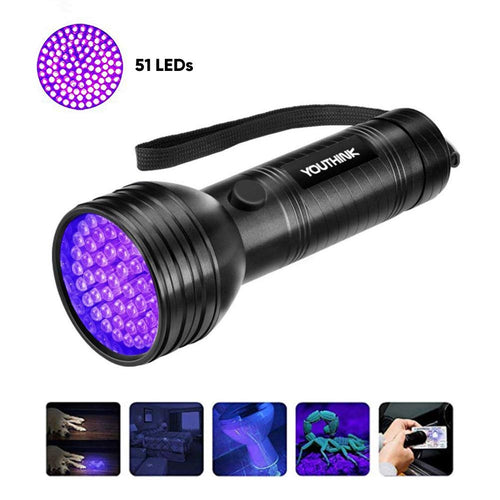 YOUTHINK Torcia UV, Lampada Ultravioletta 395nm per Animali 51 LEDs, 51 Leds - Ilgrandebazar
