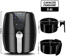 Carica l&#39;immagine nel visualizzatore di Gallery, VPCOK Friggitrice ad Aria Calda con 6 Diversi Programmi di Cottura, Friggitrice ad Aria Senza Olio, Air Fryer Multifunzione 3,5 L, 1500 W Airfryer con LED Touch Screen Senza BPA&amp;PFOA