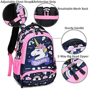 Unicorno Zaino Scuola Elementare Impermeabile Zaini Bambino Sacchetti 3rosa