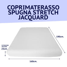Carica l'immagine nel visualizzatore di Gallery, Coprimaterasso Matrimoniale 160x190 - Coprimaterasso 160x190 - Copri Materasso Matrimoniale - Elasticizzato - Spugna Stretch Jacquard