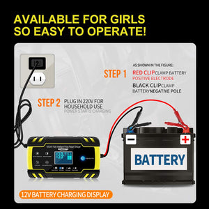 NWOUIIAY Caricabatteria Auto di Carica 24V 8A 12V 4A 24*13*6.5, Giallo e nero - Ilgrandebazar