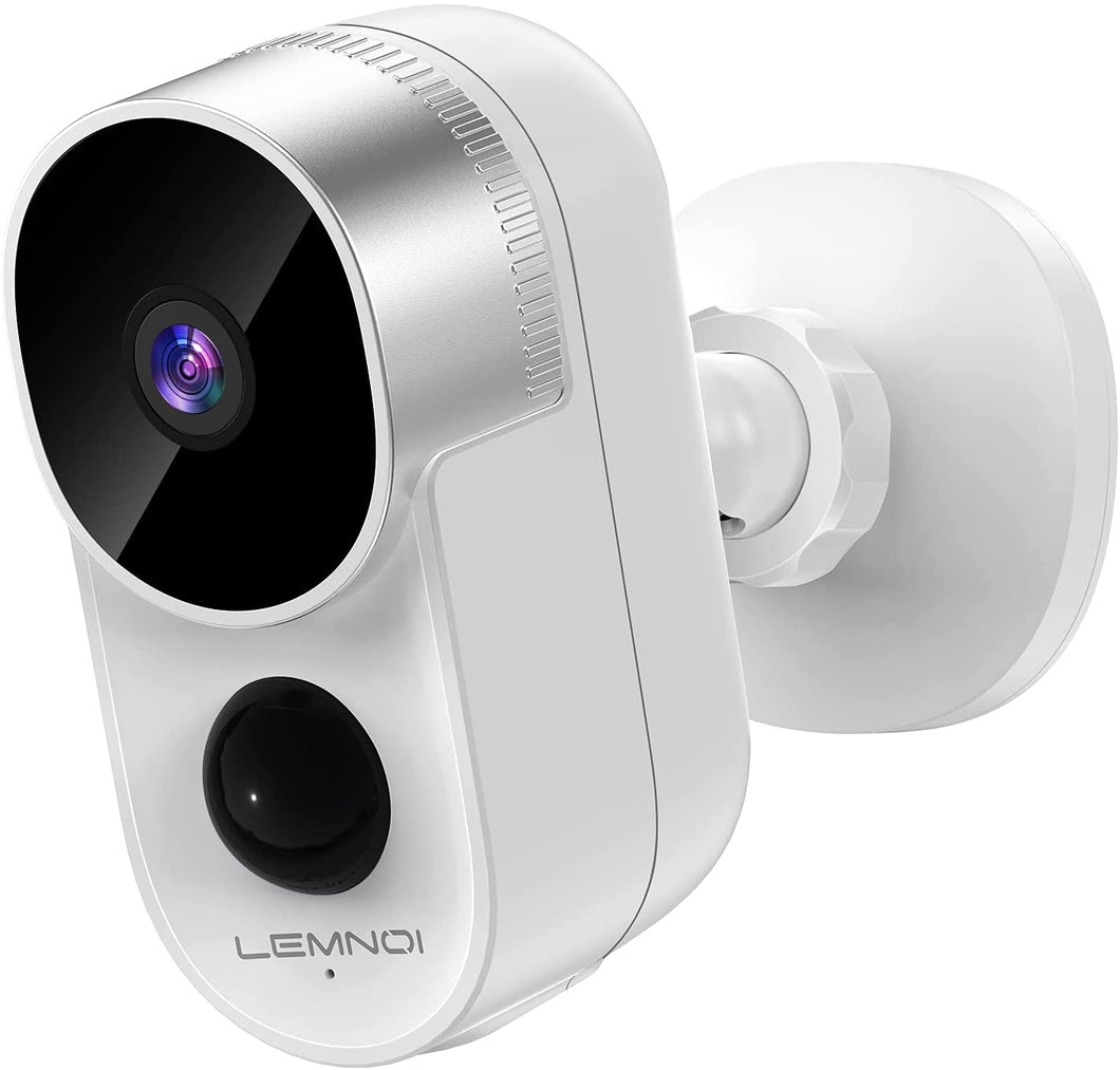 Lemnoi Telecamera WiFi Esterno Batteria con 10000mAh,Telecamere da Esterno a Batteria 1080p,Rilevamento del Movimento PIR,Visione Notturna,Audio Bidirezionale,Impermeabile IP66