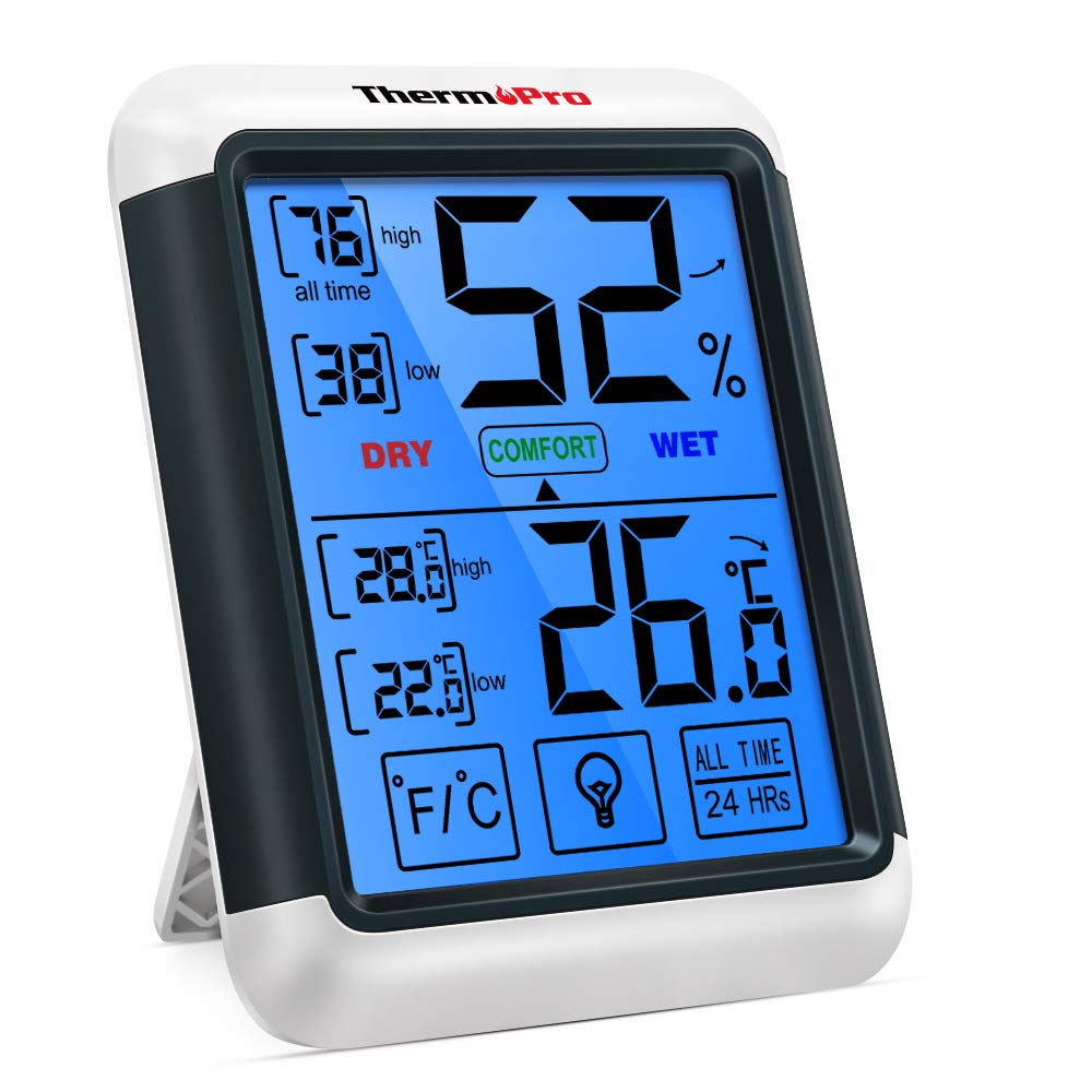 ThermoPro TP55 Termometro Igrometro Digitale da Interno 1 pezzo, Weiß+grau - Ilgrandebazar