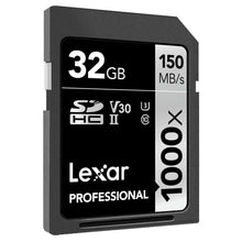Carica l&#39;immagine nel visualizzatore di Gallery, Lexar Schede Professional 1000x 32GB SDHC UHS-II 32GB, Nero - Ilgrandebazar
