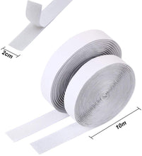 Carica l'immagine nel visualizzatore di Gallery, Vicloon Strisce Laccio Adesivo, 10M*20mm Nastro Adesivo a Strappo, Nastro Gancio Auto Adesivo Forte Bifacciale, Nastro Universale Magico Strisce per Zanzariera, Portafoto, Lavori Manuali e DIY, Bianco