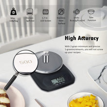 Carica l&#39;immagine nel visualizzatore di Gallery, CAMRY Bilancia da cucina digitale ultra sottile Bilancia multifunzione per cottura al forno e dieta chetogenica Misurazione precisa della graduazione in lb oz ml- NERO/Acciaio inossidabile