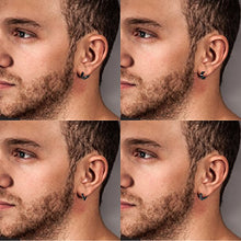 Carica l&#39;immagine nel visualizzatore di Gallery, Aroncent 8PCS donna uomo Huggie orecchini a cerchio in acciaio INOX Black - Ilgrandebazar