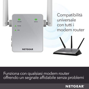 Netgear EX3700 Ripetitore WiFi AC750, Extender e 750 Mbps, Argento