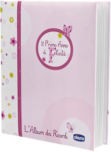 Chicco Album dei Ricordi Rosa, Libro Nascita per Neonati e Bambini, Diario con Spazi per Note e Fotografie, con Adesivi e Metro Muro per Seguire la Crescita del Bambino - Regalo Neonata 0+ Mesi