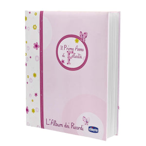 Chicco Album dei Ricordi Rosa, Libro Nascita per Neonati e Bambini, Diario con Spazi per Note e Fotografie, con Adesivi e Metro Muro per Seguire la Crescita del Bambino - Regalo Neonata 0+ Mesi