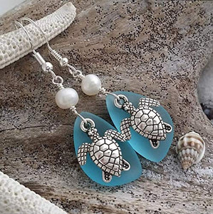 Fatti a mano alle Hawaii,"Doppia Turtles" Turquoise Bay orecchini di vetro... - Ilgrandebazar