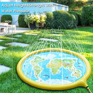 Hangrui Tappetino Gioco d'Acqua per Bambini, 180cm Ovale di Giallo