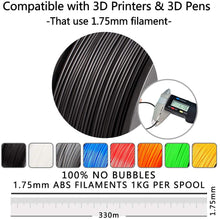 Carica l'immagine nel visualizzatore di Gallery, SUNLU 3D Printer Filament ABS, 1.75mm ABS 3D Printer Filament, 3D Printing Filament ABS for 3D Printer, 1kg, Black