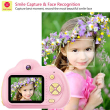 Carica l'immagine nel visualizzatore di Gallery, YunLone ToyZoom Macchina Fotografica per Bambini, Bambini Fotocamera Digitale Portatile Selfie Videocamera per Bambine 2 Pollici LCD /1080P FHD / 18MP/Scheda 32 GB/Custodia Inclusa(Rosa)