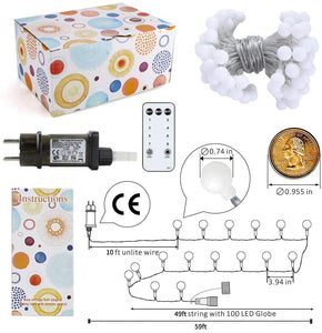 Catene Luminose 15m,Bulbo Lampade Ghirlanda Decorazioni, Luci Stringa Natale Illuminazione Giardino con Telecomando, Impermeabile Catena di Luci per Interni e Esterni, Feste, Matrimonio, Natale
