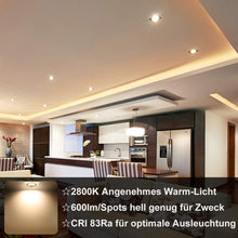 Carica l&#39;immagine nel visualizzatore di Gallery, Wowatt Faretti Led da incasso Per Cartongesso 6 x GU10 Faretti a Led 6W 600lm Luce Bianca Calda 2800K Quadrato Orientabile Lampada da incasso RA83 Pari a Alogena 50W NON Dimmerabile AC 220V Interno