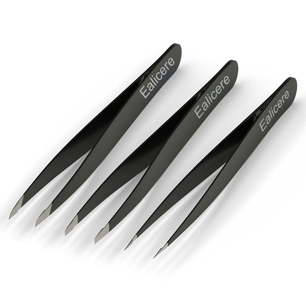 3 Pinzette per Sopracciglia, Acciaio Inossidabile, Oblique Appuntite one - Ilgrandebazar