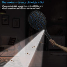 Carica l&#39;immagine nel visualizzatore di Gallery, Racchetta Zanzare Elettrica Ricaricabile 2 in 1, Swatter Insetti Elettrico 3800V con 2 Luce LED, Racchetta Anti Insetti con Manico Staccabile, Torcia Rimovibile, Protezione Maglia a Doppio Strato