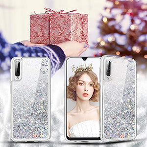 wlooo Cover per Samsung Galaxy A50, Glitter Argento