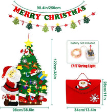 Carica l&#39;immagine nel visualizzatore di Gallery, Feltro Albero Natale 4ft,Albero di Natale 5metri luci a LED,42PCS Ornamenti Staccabili Bambini DIY Natale Albero Regali Decorazione Parete Portello