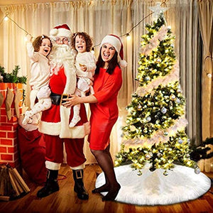 Flysee Albero di Natale Gonna Copertura di Base Bianco Peluche Pannello Esterno Albero Natale per Albero di Natale Decorazione Natalizia, 31 Pollici / 78CM