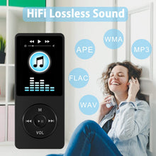 Carica l'immagine nel visualizzatore di Gallery, Wodgreat Lettore MP3 16GB Lettore Musicale Audio Digitale Portatile HiFi Lossless Sound 1,8 Pollici MP3 Running Sport con Radio FM/Altoparlante,Supporto espandibile fino a 128G