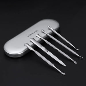 ETEREAUTY Spingi Cuticole 5 Pezzi in Acciaio Inox Cuticole Unghie Rimuovi per Rimuovere Pelle Morta, Nail Art, Pedicure e Manicure